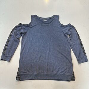 Blue Cold Shoulder Lightweight Sweater Size Large